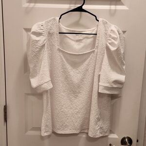 NINE WEST Square Neck Puffy Sleeves Blouse